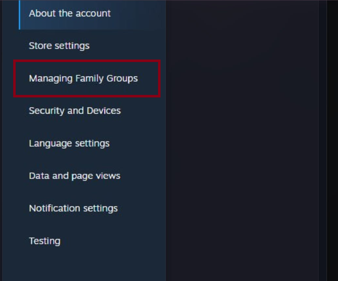 Steam account settings